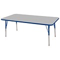 ECR4Kids Thermo-Fused Adjustable Swivel 60 x 30 Rectangle Laminate Activity Table Grey/Blue (ELR-14211-GYBLBLSS)
