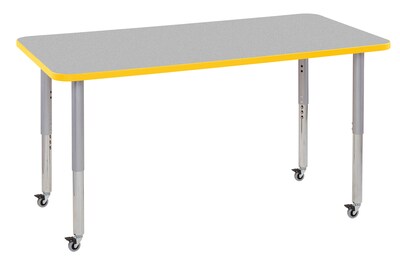 ECR4Kids T-Mold Adjustable Leg 60 x 30 Rectangle Laminate Activity Table Grey/Yellow/Silver (ELR-14111-GYESV-SL)