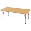 ECR4Kids Thermo-Fused Adjustable Ball 60 x 30 Rectangle Laminate Activity Table Maple/Maple/Red (ELR-14211-MPMPRDSB)