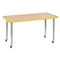 ECR4Kids Thermo-Fused Adjustable Leg 60 x 30 Rectangle Laminate Activity Table Maple/Yellow/Silver (ELR-14211-MPYESVSL)