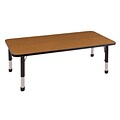 ECR4Kids Thermo-Fused Adjustable 60 x 30 Rectangle Laminate Activity Table Oak/Black (ELR-14211-OKBKBKCH)