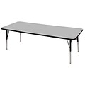 ECR4Kids Thermo-Fused Adjustable Swivel 72 x 30 Rectangle Laminate Activity Table Grey/Black (ELR-14212-GYBKBKSS)