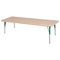 ECR4Kids Thermo-Fused Adjustable Swivel 72 x 30 Rectangle Laminate Activity Table Maple/Maple/Green (ELR-14212-MPMPGNSS)