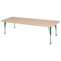ECR4Kids Thermo-Fused Adjustable Ball 72 x 30 Rectangle Laminate Activity Table Maple/Maple/Green (ELR-14212-MPMPGNTB)