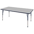 ECR4Kids Thermo-Fused Adjustable Ball 72 x 36 Rectangle Laminate Activity Table Grey/Navy (ELR-14213-GYNVNVSB)