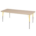 ECR4Kids Thermo-Fused Adjustable Swivel 72 x 36 Rectangle Laminate Activity Table Maple/Maple/Yellow (ELR-14213-MPMPYETS)