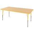 ECR4Kids Thermo-Fused Adjustable Swivel 72 x 36 Rectangle Laminate Activity Table Maple/Yellow (ELR-14213-MPYEYETS)