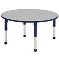 ECR4Kids Thermo-Fused Adjustable 48 Round Laminate Activity Table Grey/Navy (ELR-14215-GYNVNVCH)