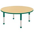 ECR4Kids Thermo-Fused Adjustable 48 Round Laminate Activity Table Maple/Green (ELR-14215-MPGNGNCH)