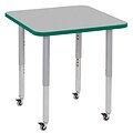ECR4Kids Thermo-Fused Adjustable Leg 30 Square Laminate Activity Table Grey/Green/Silver (ELR-14216-GYGNSVSL)