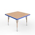 ECR4Kids T-Mold Adjustable Swivel 30 Square Laminate Activity Table Maple/Blue/Sand (ELR-14116-MBLSD-TS)