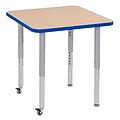 ECR4Kids T-Mold Adjustable Leg 30 Square Laminate Activity Table Maple/Blue/Silver (ELR-14116-MBLSV-SL)