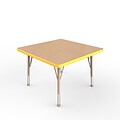 ECR4Kids T-Mold Adjustable Ball 30 Square Laminate Activity Table Maple/Yellow/Sand (ELR-14116-MYESD-TB)