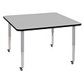 ECR4Kids T-Mold Adjustable Leg 48 Square Laminate Activity Table Grey/Black/Silver (ELR-14117-GBKSV-SL)