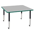 ECR4Kids T-Mold Adjustable Leg 48 Square Laminate Activity Table Grey/Green/Black (ELR-14117-GGNBK-SL)