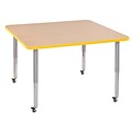 ECR4Kids T-Mold Adjustable Leg 48 Square Laminate Activity Table Maple/Yellow/Silver (ELR-14117-MYESV-SL)