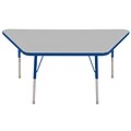 ECR4Kids Thermo-Fused Adjustable Swivel 60 x 30 Trapezoid Laminate Activity Table Grey/Blue (ELR-14219-GYBLBLSS)
