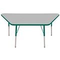 ECR4Kids Thermo-Fused Adjustable Swivel 60 x 30 Trapezoid Laminate Activity Table Grey/Green (ELR-14219-GYGNGNTS)