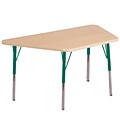 ECR4Kids Thermo-Fused Adjustable Swivel 60 x 30 Trapezoid Laminate Activity Table Maple/Maple/Green (ELR-14219-MPMPGNSS)