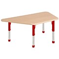 ECR4Kids Thermo-Fused Adjustable 60 x 30 Trapezoid Laminate Activity Table Maple/Maple/Red (ELR-14219-MPMPRDCH)