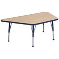 ECR4Kids Thermo-Fused Adjustable Ball 60 x 30 Trapezoid Laminate Activity Table Maple/Navy (ELR-14219-MPNVNVTB)