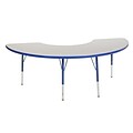 ECR4Kids Thermo-Fused Adjustable Swivel 72 x 36 Half Moon Laminate Activity Table Grey/Blue (ELR-14220-GYBLBLTS)