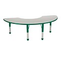 ECR4Kids Thermo-Fused Adjustable 72 x 36 Half Moon Laminate Activity Table Grey/Green (ELR-14220-GYGNGNCH)