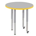 ECR4Kids T-Mold Adjustable Leg 30 Round Laminate Activity Table Grey/Yellow/Silver (ELR-14121-GYESV-SL)