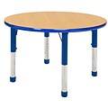 ECR4Kids Thermo-Fused Adjustable 30 Round Laminate Activity Table Maple/Blue (ELR-14221-MPBLBLCH)