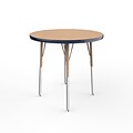 ECR4Kids T-Mold Adjustable Swivel 30 Round Laminate Activity Table Maple/Navy/Sand (ELR-14121-MNVSD-SS)