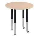 ECR4Kids T-Mold Adjustable Leg 30 Round Laminate Activity Table Maple/Maple/Black (ELR-14121-MMBK-SL)