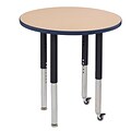 ECR4Kids Thermo-Fused Adjustable Leg 30 Round Laminate Activity Table Maple/Navy/Black (ELR-14221-MPNVBKSL)