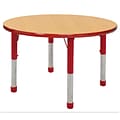 ECR4Kids Thermo-Fused Adjustable 30 Round Laminate Activity Table Maple/Red (ELR-14221-MPRDRDCH)