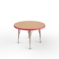 ECR4Kids T-Mold Adjustable Ball 30 Round Laminate Activity Table Maple/Red/Sand (ELR-14121-MRDSD-TB)