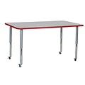 ECR4Kids T-Mold Adjustable Leg 60 x 36 Rectangle Laminate Activity Table Grey/Red/Silver (ELR-14122-GRDSV-SL)