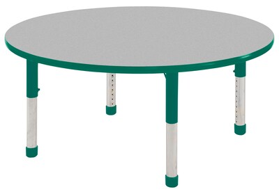 ECR4Kids Thermo-Fused Adjustable 60 Round Laminate Activity Table Grey/Green (ELR-14224-GYGNGNCH)