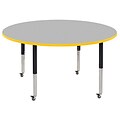 ECR4Kids Thermo-Fused Adjustable Leg 60 Round Laminate Activity Table Grey/Yellow/Black (ELR-14224-GYYEBKSL)