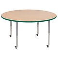 ECR4Kids Thermo-Fused Adjustable Leg 60 Round Laminate Activity Table Maple/Green/Silver (ELR-14224-MPGNSVSL)