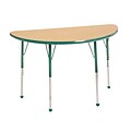 ECR4Kids Thermo-Fused Adjustable Ball 48 x 24 Half-Round Laminate Activity Table Maple/Green (ELR-14225-MPGNGNSB)