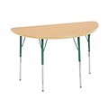 ECR4Kids Thermo-Fused Adjustable Swivel 48 x 24 Half-Round Laminate Activity Table Maple/Maple/Green (ELR-14225-MPMPGNSS)