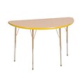 ECR4Kids Thermo-Fused Adjustable Swivel 48 x 24 Half-Round Laminate Activity Table Maple/Yellow/Sand (ELR-14225-MPYESDTS)