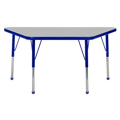ECR4Kids Thermo-Fused Adjustable Ball 48 x 24 Trapezoid Laminate Activity Table Grey/Blue (ELR-14226-GYBLBLTB)