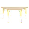 ECR4Kids Thermo-Fused Adjustable Ball 48 x 24 Trapezoid Laminate Activity Table Maple/Maple/Yellow (ELR-14226-MPMPYESB)