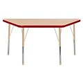 ECR4Kids Thermo-Fused Adjustable Ball 48 x 24 Trapezoid Laminate Activity Table Maple/Red/Sand (ELR-14226-MPRDSDTB)