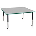 ECR4Kids T-Mold Adjustable Leg 60 Square Laminate Activity Table Grey/Green/Black (ELR-14128-GGNBK-SL)