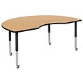 ECR4Kids Thermo-Fused Adjustable Leg 72 x 48 Kidney Laminate Activity Table Oak/Black/Black (ELR-14204-OKBKBKSL)