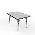 ECR4Kids Thermo-Fused Adjustable Ball 36 x 24 Rectangle Laminate Activity Table Grey/Black (ELR-14206-GYBKBKTB)