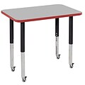 ECR4Kids Thermo-Fused Adjustable Leg 36 x 24 Rectangle Laminate Activity Table Grey/Red/Black (ELR-14206-GYRDBKSL)