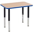 ECR4Kids Thermo-Fused Adjustable Leg 36 x 24 Rectangle Laminate Activity Table Maple/Blue/Black (ELR-14206-MPBLBKSL)