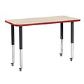 ECR4Kids Thermo-Fused Adjustable Leg 48 x 24 Rectangle Laminate Activity Table Maple/Red/Black (ELR-14207-MPRDBKSL)